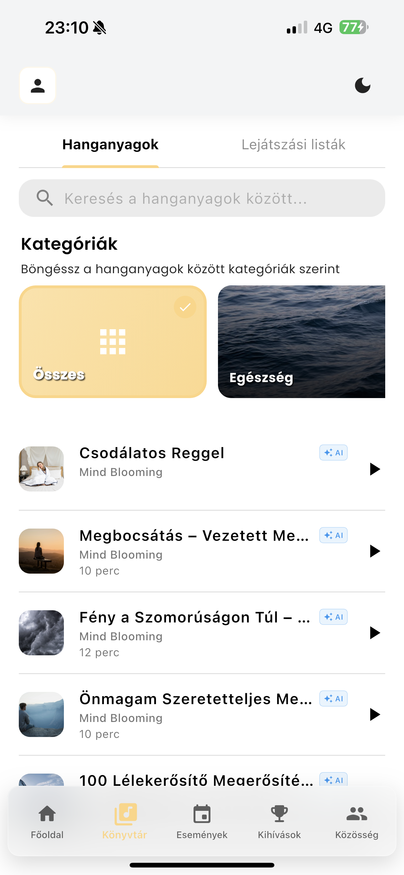 Légzésgyakorlat képernyő